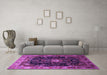 Machine Washable Persian Purple Traditional Area Rugs in a Living Room, wshtr791pur