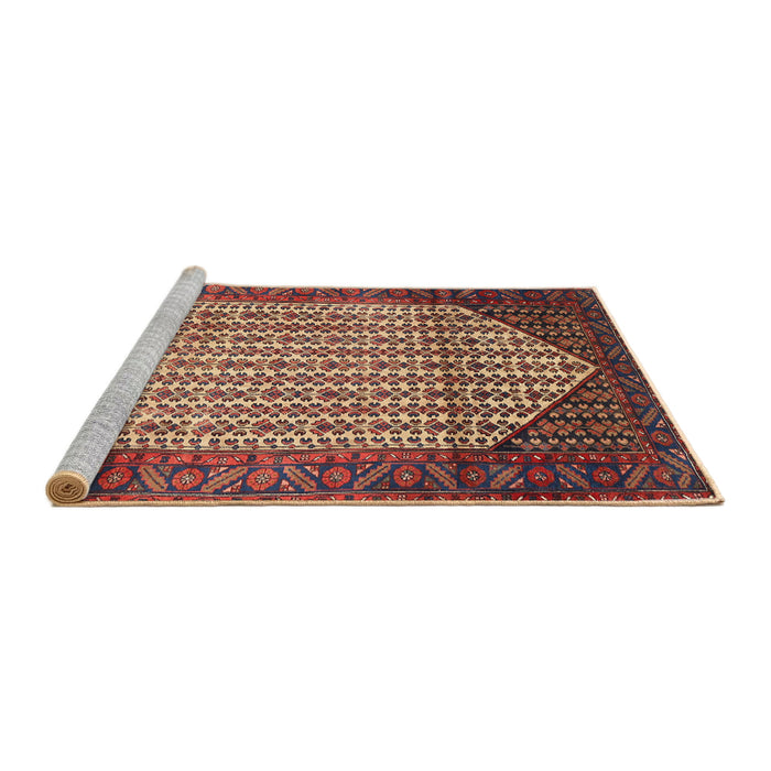 Sideview of Machine Washable Traditional Saffron Red Rug, wshtr792
