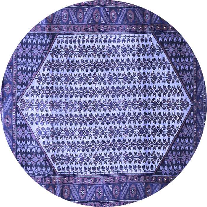 Round Machine Washable Persian Blue Traditional Rug, wshtr792blu