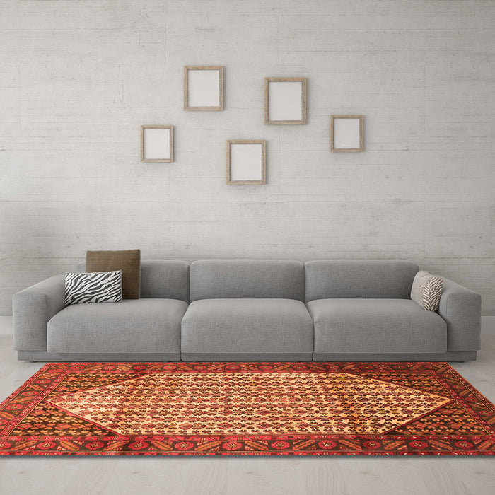 Machine Washable Persian Orange Traditional Area Rugs in a Living Room, wshtr792org