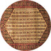 Round Persian Brown Traditional Rug, tr792brn