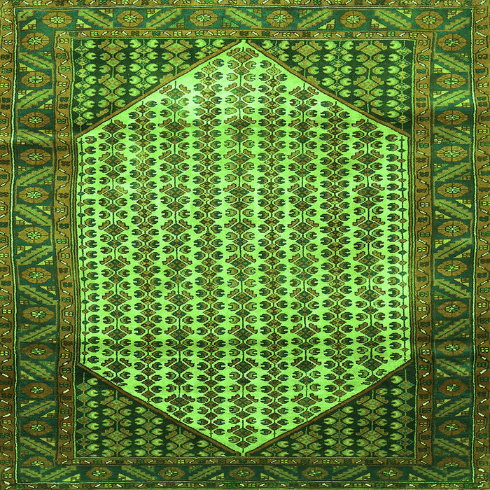 Round Machine Washable Persian Green Traditional Area Rugs, wshtr792grn