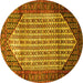 Round Persian Yellow Traditional Rug, tr792yw