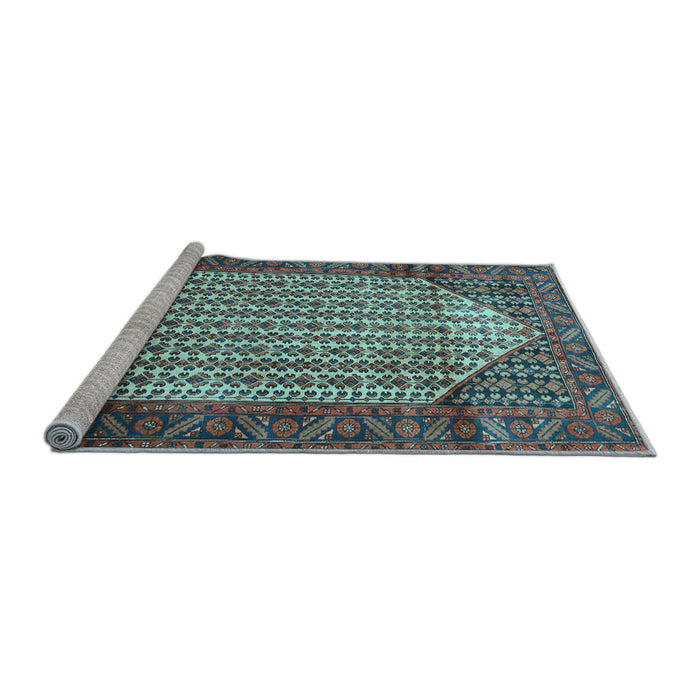Sideview of Machine Washable Persian Light Blue Traditional Rug, wshtr792lblu