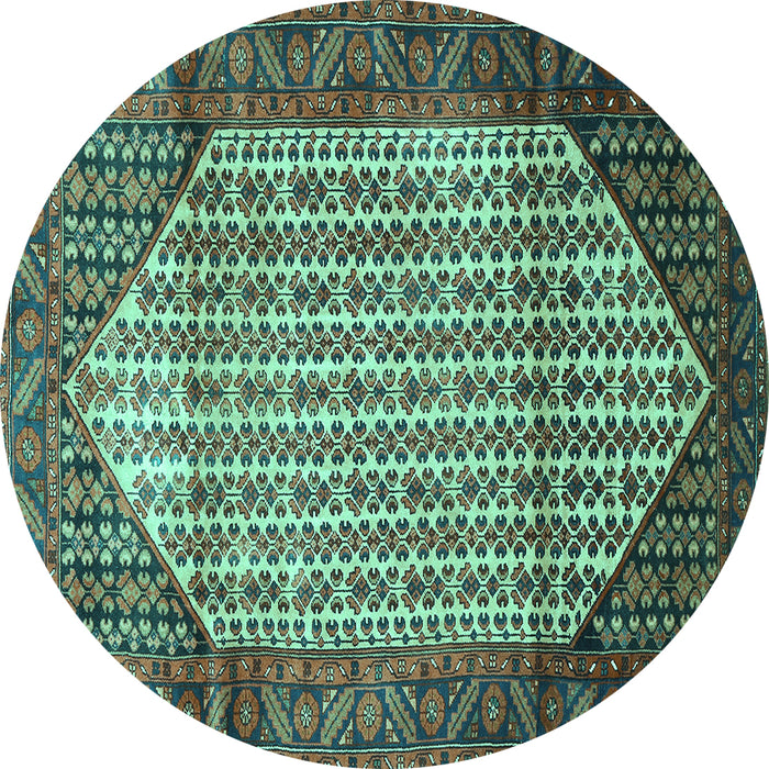 Round Persian Turquoise Traditional Rug, tr792turq