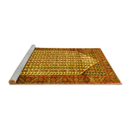 Sideview of Machine Washable Persian Yellow Traditional Rug, wshtr792yw
