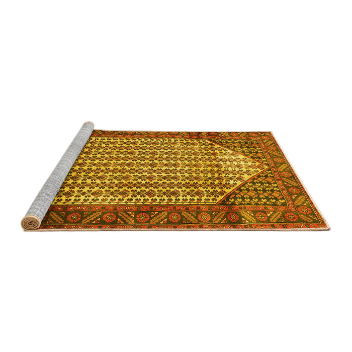 Sideview of Machine Washable Persian Yellow Traditional Rug, wshtr792yw