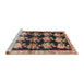 Sideview of Machine Washable Traditional Dark Brown Rug, wshtr793