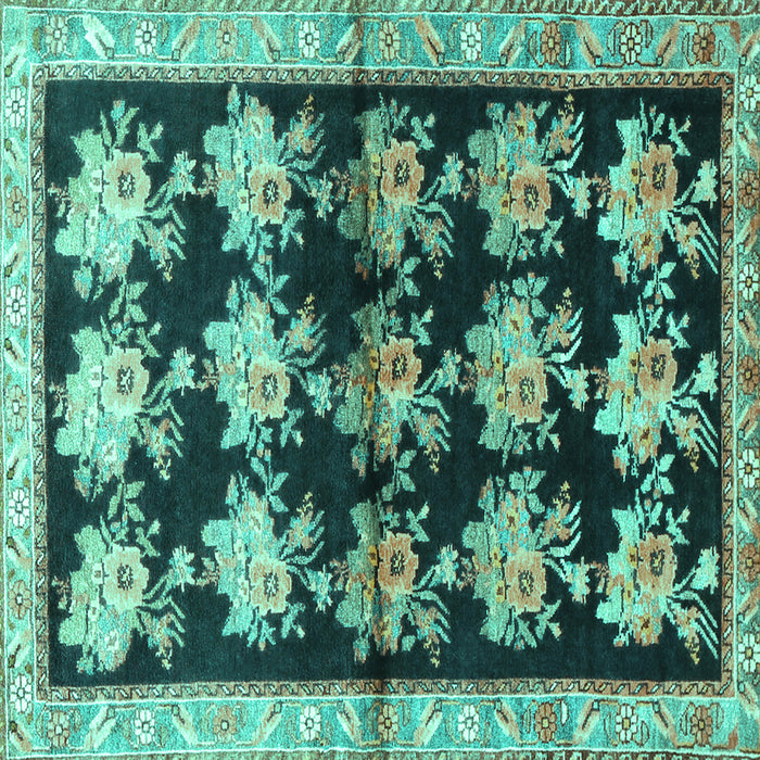 Square Persian Turquoise Traditional Rug, tr793turq