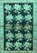 Machine Washable Persian Turquoise Traditional Area Rugs, wshtr793turq