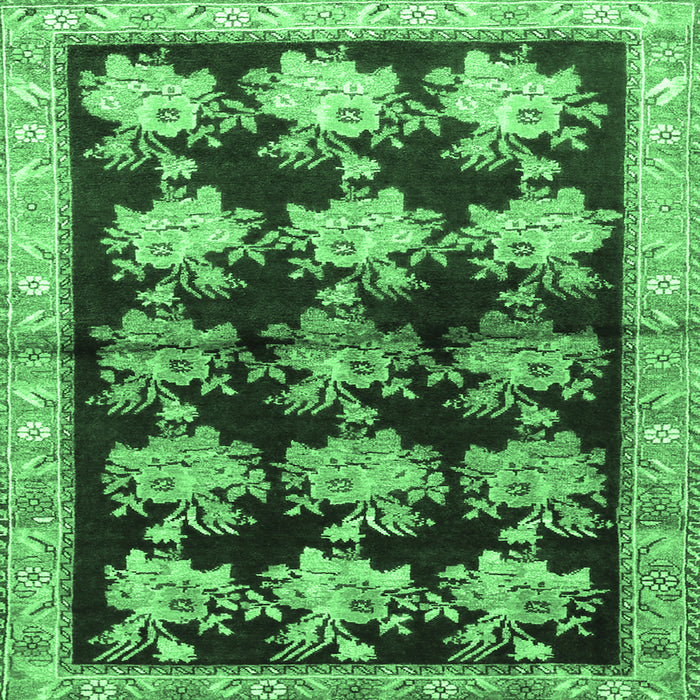 Square Persian Emerald Green Traditional Rug, tr793emgrn
