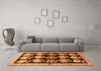 Machine Washable Persian Orange Traditional Rug, wshtr793org