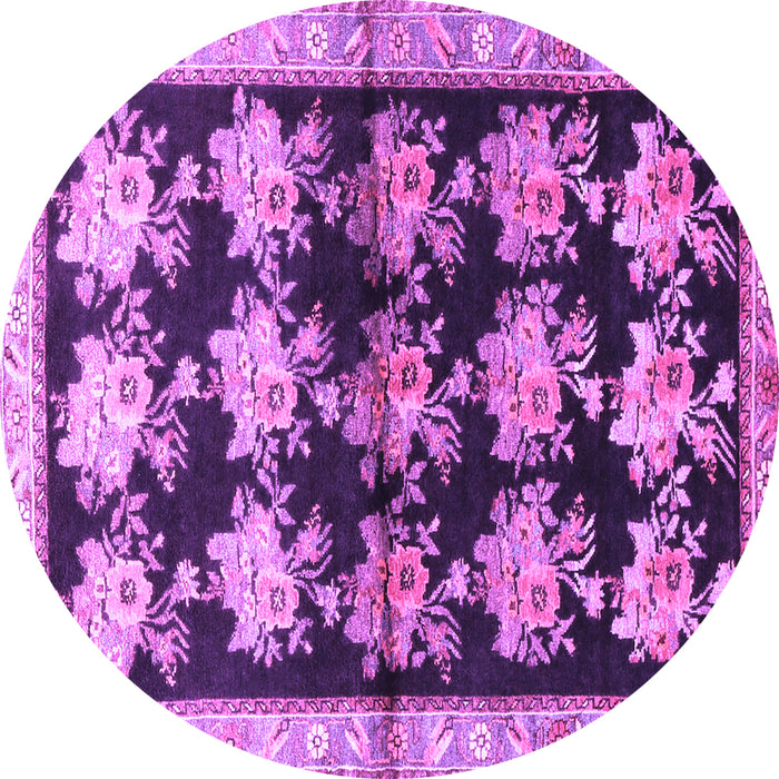 Round Machine Washable Persian Purple Traditional Area Rugs, wshtr793pur