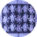 Round Machine Washable Persian Blue Traditional Rug, wshtr793blu