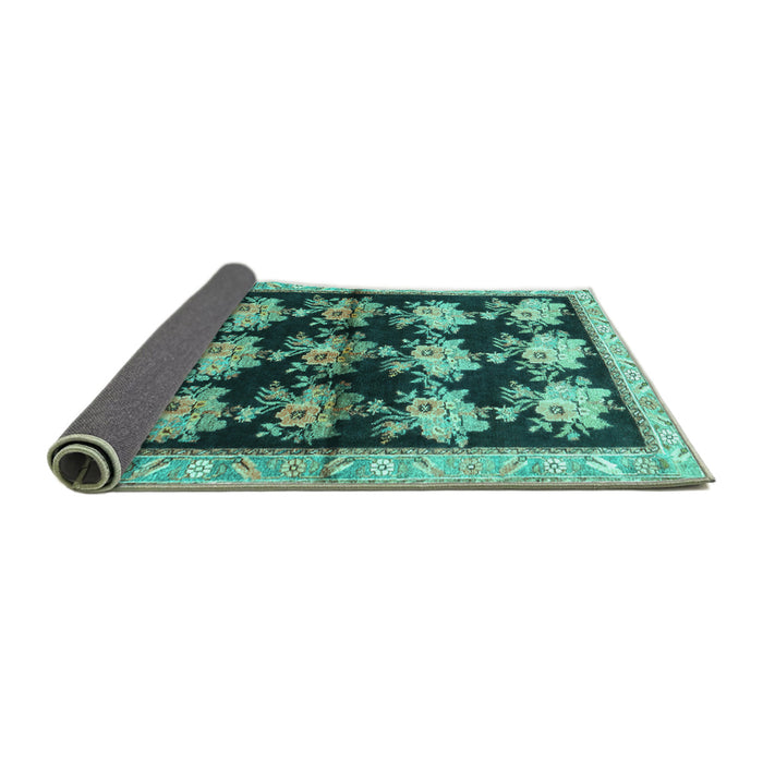 Sideview of Persian Turquoise Traditional Rug, tr793turq