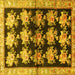 Square Machine Washable Persian Yellow Traditional Rug, wshtr793yw