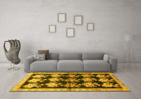 Machine Washable Persian Yellow Traditional Rug, wshtr793yw