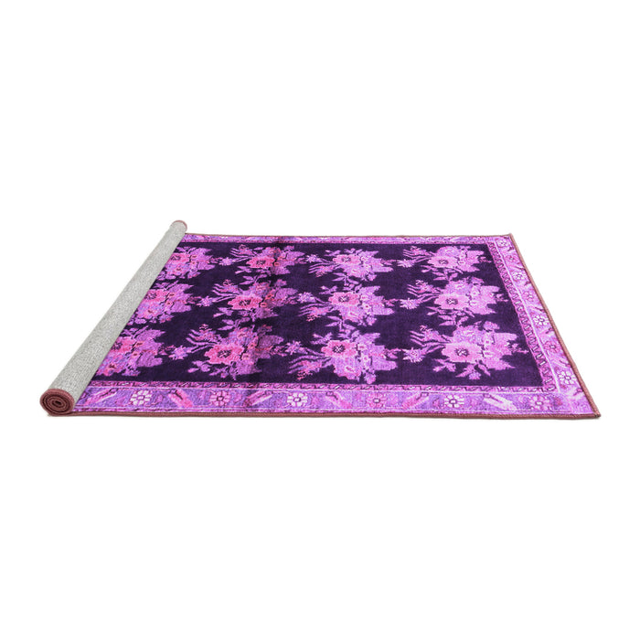 Sideview of Machine Washable Persian Purple Traditional Area Rugs, wshtr793pur