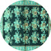 Round Persian Turquoise Traditional Rug, tr793turq