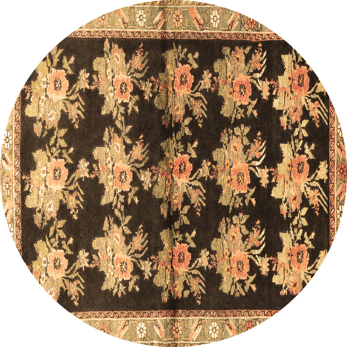 Round Persian Brown Traditional Rug, tr793brn