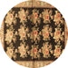 Round Persian Brown Traditional Rug, tr793brn