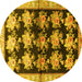 Round Persian Yellow Traditional Rug, tr793yw