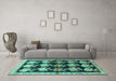 Machine Washable Persian Turquoise Traditional Area Rugs in a Living Room,, wshtr793turq