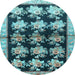 Round Machine Washable Persian Light Blue Traditional Rug, wshtr793lblu