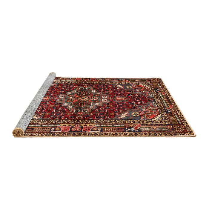 Sideview of Machine Washable Traditional Saffron Red Rug, wshtr794