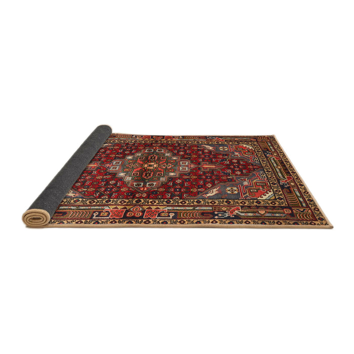 Sideview of Traditional Saffron Red Persian Rug, tr794