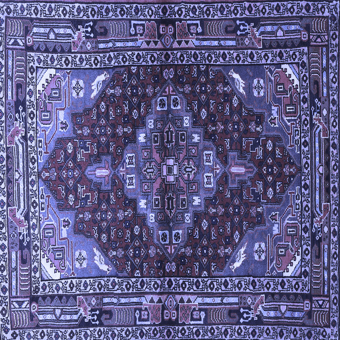 Square Machine Washable Persian Blue Traditional Rug, wshtr794blu