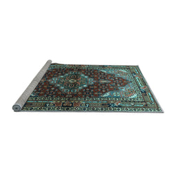 Sideview of Machine Washable Persian Light Blue Traditional Rug, wshtr794lblu