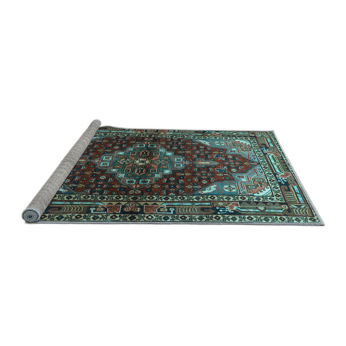 Sideview of Machine Washable Persian Light Blue Traditional Rug, wshtr794lblu