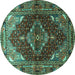 Round Persian Turquoise Traditional Rug, tr794turq