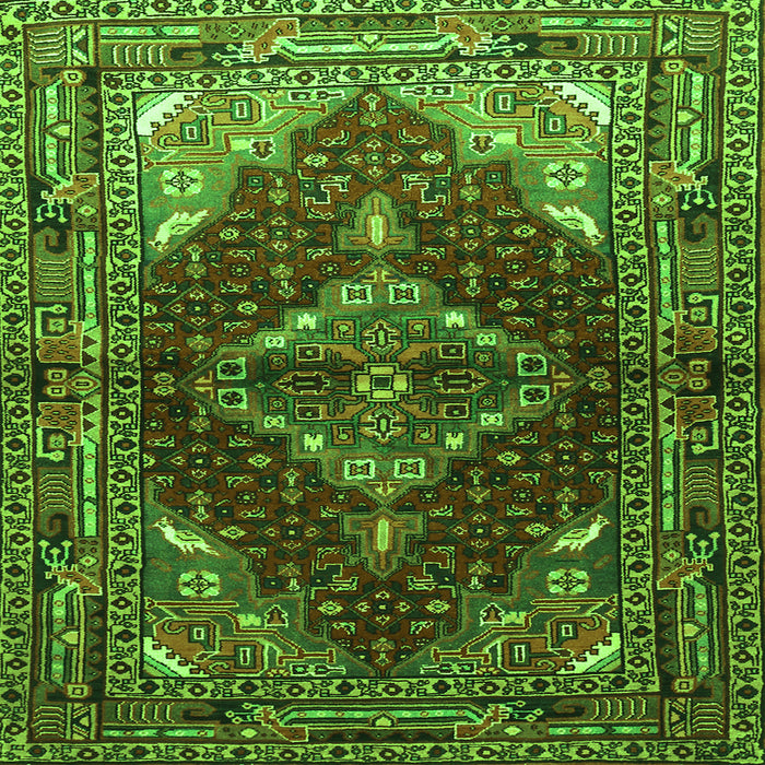 Round Machine Washable Persian Green Traditional Area Rugs, wshtr794grn
