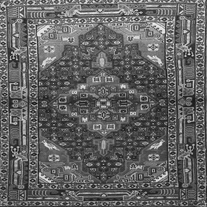 Round Machine Washable Persian Gray Traditional Rug, wshtr794gry