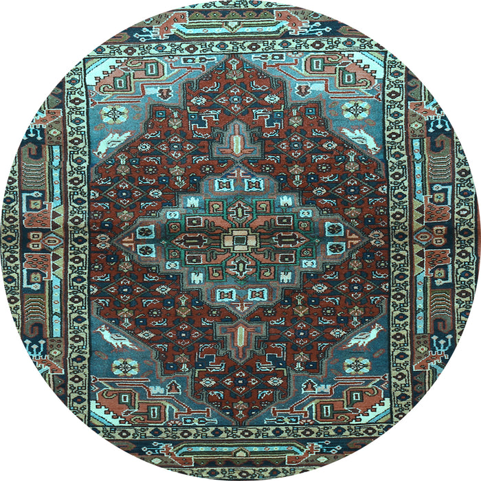 Round Machine Washable Persian Light Blue Traditional Rug, wshtr794lblu