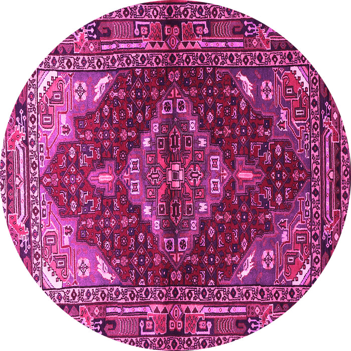 Round Machine Washable Persian Pink Traditional Rug, wshtr794pnk