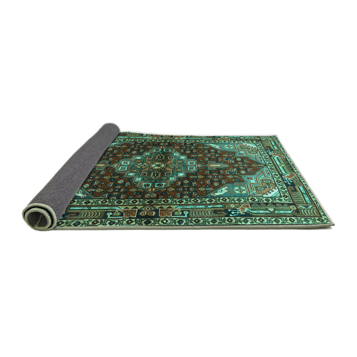Sideview of Persian Turquoise Traditional Rug, tr794turq