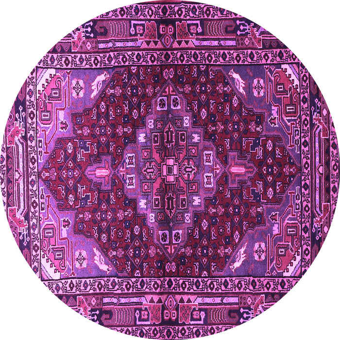 Round Machine Washable Persian Purple Traditional Area Rugs, wshtr794pur
