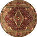 Round Persian Brown Traditional Rug, tr794brn