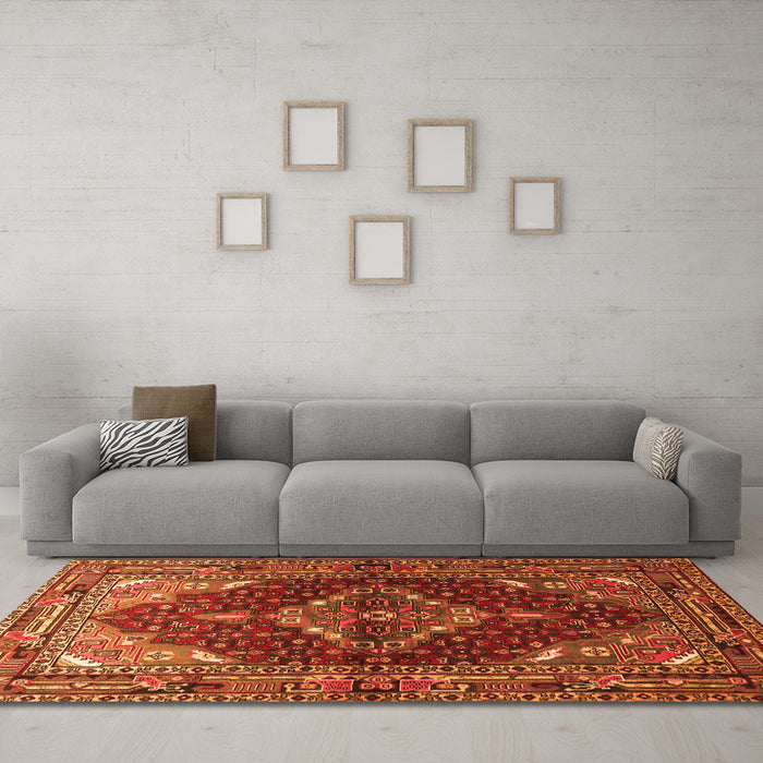 Machine Washable Persian Orange Traditional Area Rugs in a Living Room, wshtr794org