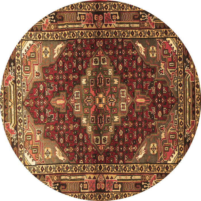 Round Machine Washable Persian Brown Traditional Rug, wshtr794brn