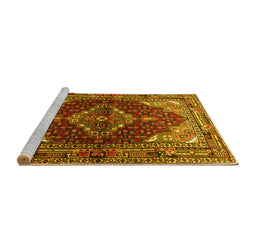 Sideview of Machine Washable Persian Yellow Traditional Rug, wshtr794yw