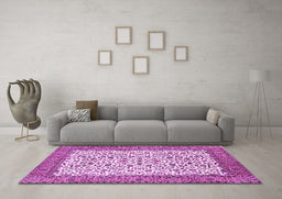 Machine Washable Persian Purple Traditional Area Rugs in a Living Room, wshtr795pur