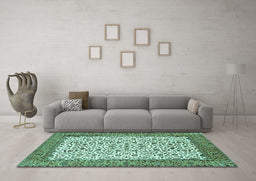 Machine Washable Persian Turquoise Traditional Area Rugs in a Living Room,, wshtr795turq