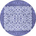 Round Machine Washable Persian Blue Traditional Rug, wshtr795blu