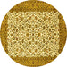 Round Machine Washable Persian Yellow Traditional Rug, wshtr795yw