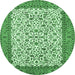 Round Machine Washable Persian Emerald Green Traditional Area Rugs, wshtr795emgrn