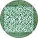 Round Persian Turquoise Traditional Rug, tr795turq